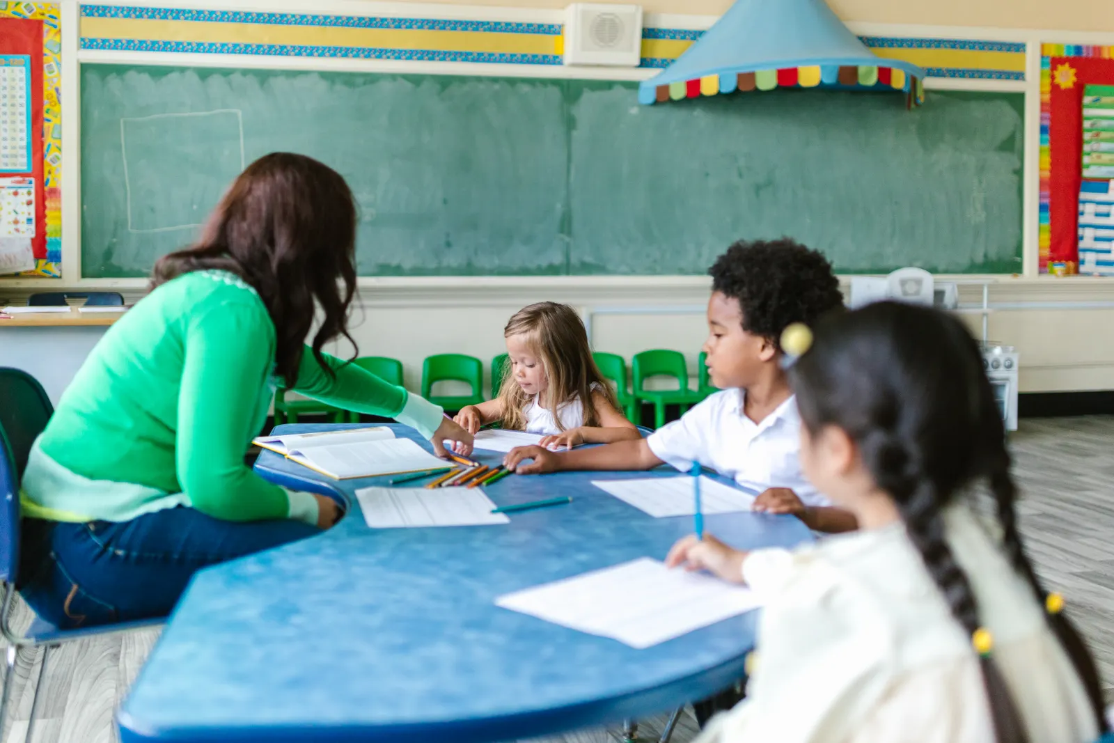 Children learning through play in a classroom